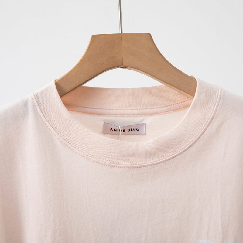 Classic Letter Print Pink Round Neck Women's Loose Short Sleeve T-Shirt-ABT42PK - 图片 4