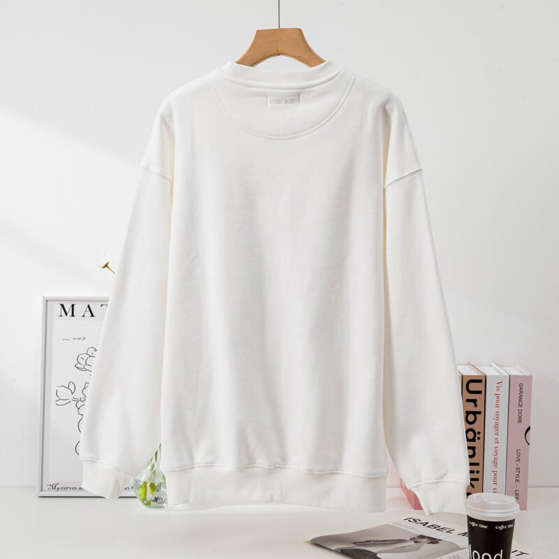 Head Portrait Print Triangle Round Neck Plus Velvet Loose Women's Sweatshirt-ABS2442WT - 图片 3