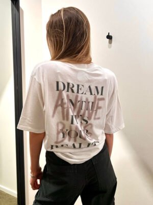 Classic Summer Letter Double Shadow Print Cotton Off-white Women's Short-sleeved T-shirt-ABC08WT