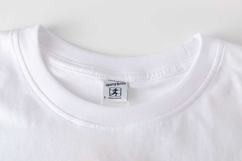 White Cotton Classic Letter Print T-shirt Women-GN55 - 图片 8