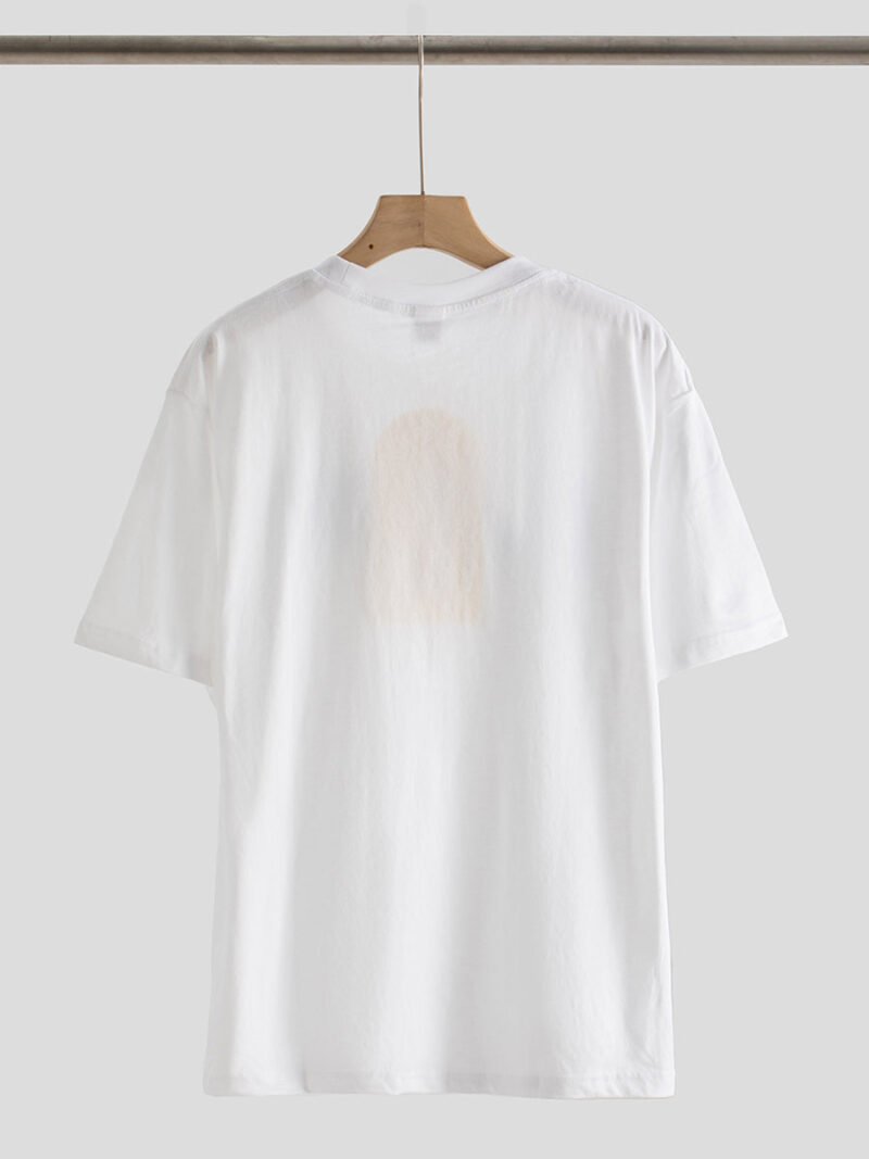 White Cotton Classic Letter Print T-shirt Women-GN55 - 图片 7