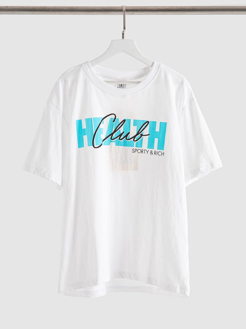 Letter Print White Cotton Short Sleeve T-shirt Tops-GN56 - 图片 6