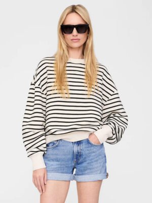 Stripes Classic Logo Embroidered Cotton Women's Sweatshirt-ABSPF-249