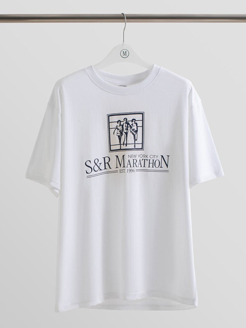 Running Graphic Print Letter White T-shirt Women Tops-GN52 - 图片 6