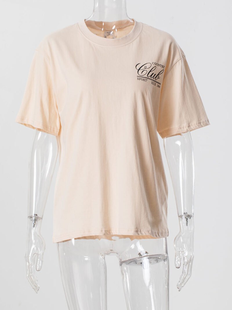 Letter Print Cotton Short Sleeve T-shirts For Women-GN58 - 图片 2