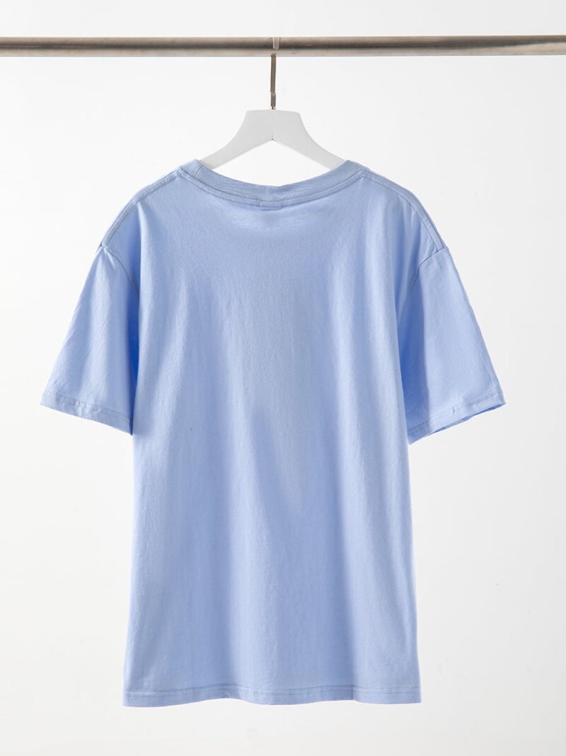 Blue Letter Print Short Sleeve T-shirts For Women's Tops-GN54 - 图片 6