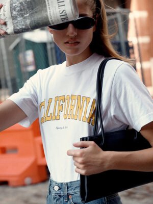 Women's White Letter Print Short Sleeve T-shirt-GN53