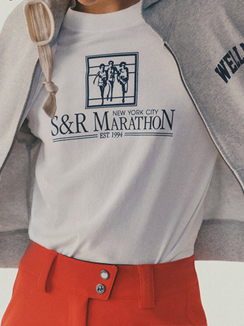 Running Graphic Print Letter White T-shirt Women Tops-GN52