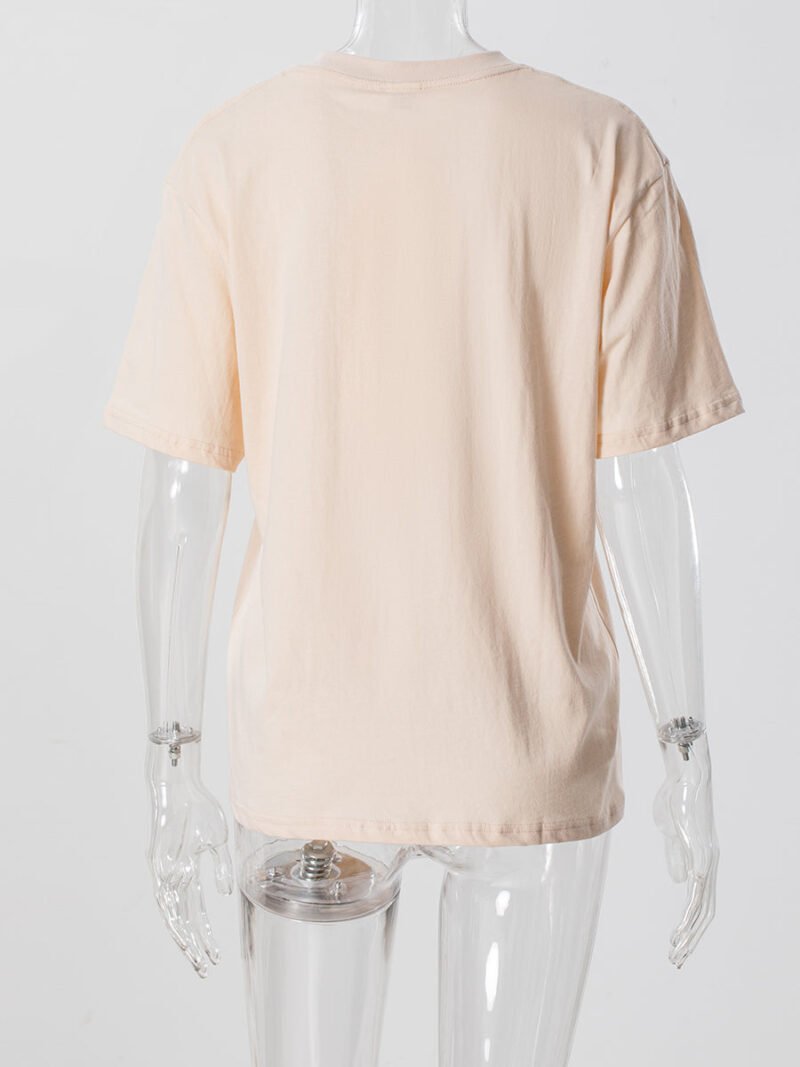 Letter Print Cotton Short Sleeve T-shirts For Women-GN58 - 图片 3