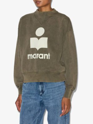 IBL018 Flocked Stand Collar Washed Vintage Sweatshirt