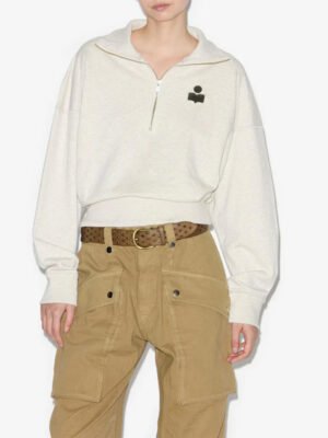 IBL08 Logo Embroidered Stand Collar Loose Sweatshirt