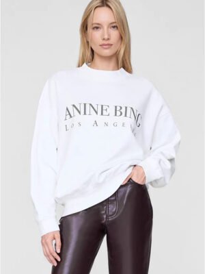 ABNW040 Oversized White Letter Sweatshirt