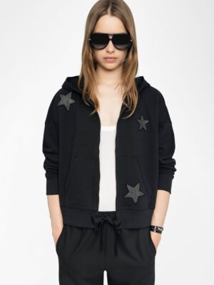 ZDV161 Star Strass Cardigan Hoodie Sweatshirt